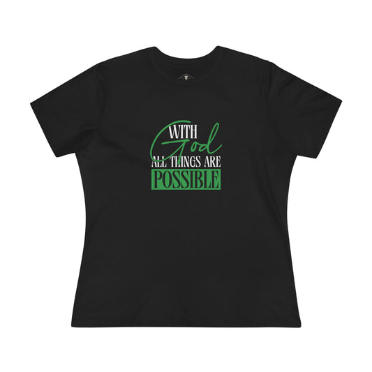 With God All Things Are Possible Black Womens T-Shirt