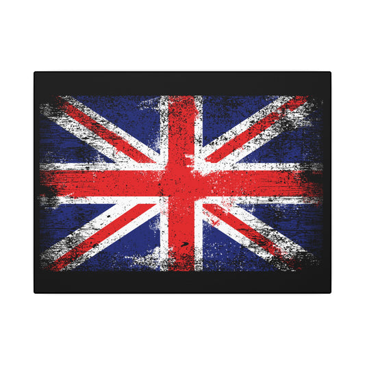 Union Jack UK Flag Black Wall Canvas