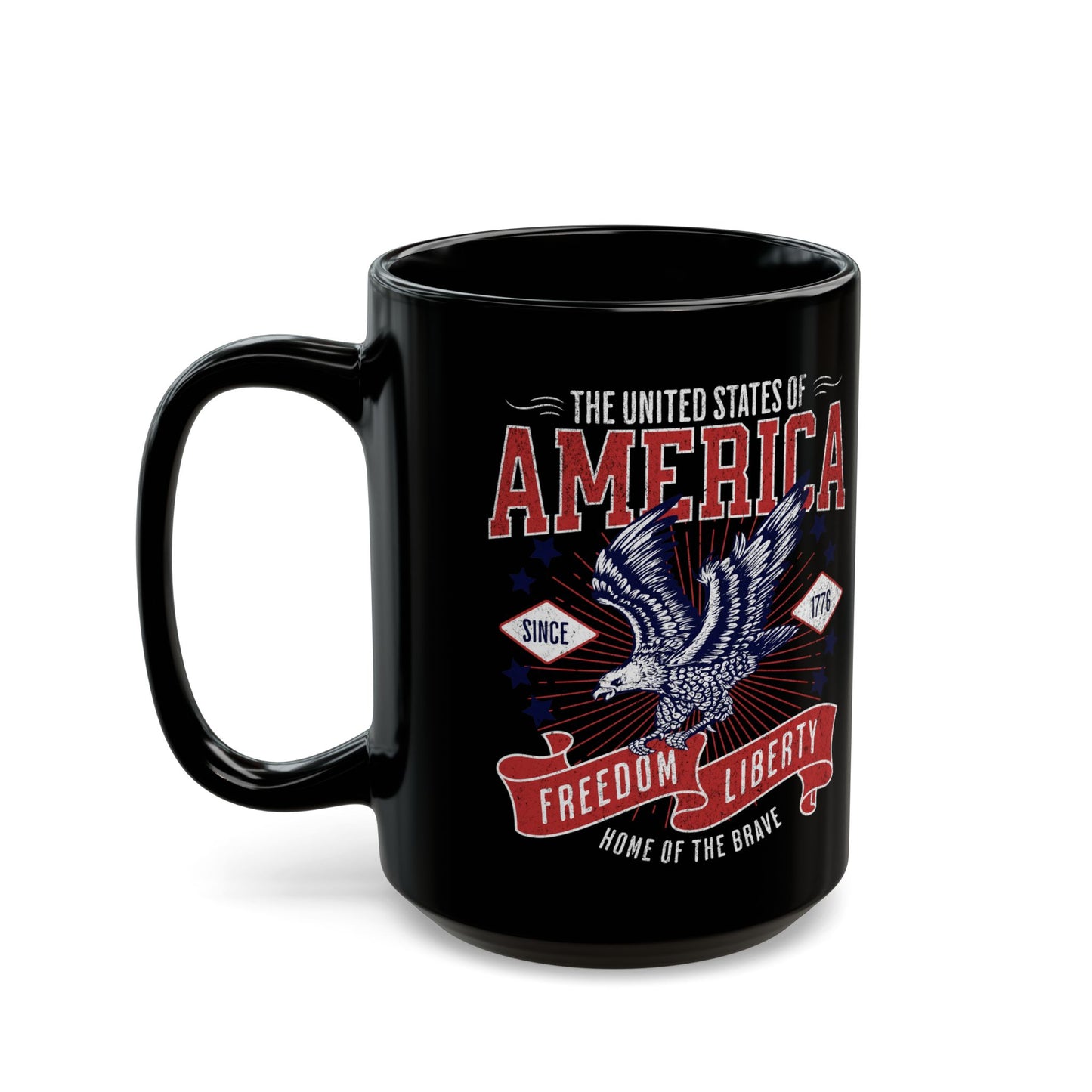 America Freedom And Liberty Black Mug