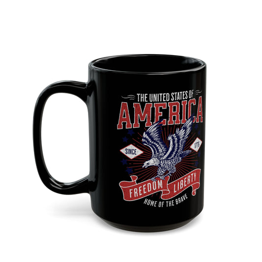 America Freedom And Liberty Black Mug