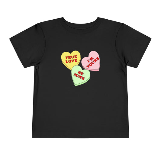 Valentine's Day Conversation Hearts Black Toddler T-Shirt