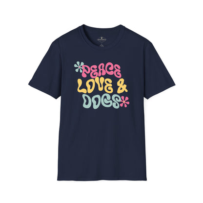 Peace Love And Dogs Navy Blue T-Shirt
