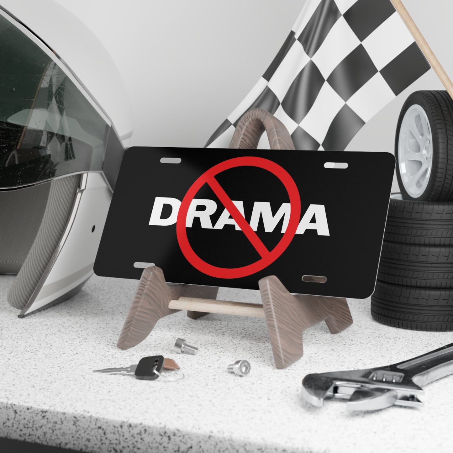 No Drama Black Vanity License Plate