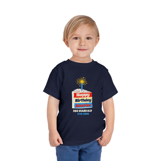 America 250th Birthday Cake Navy Toddler T-Shirt