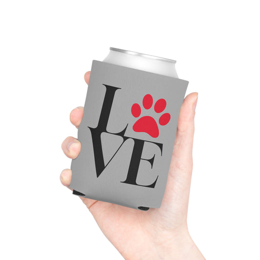 Paw Print Love Grey Koozie Can Cooler