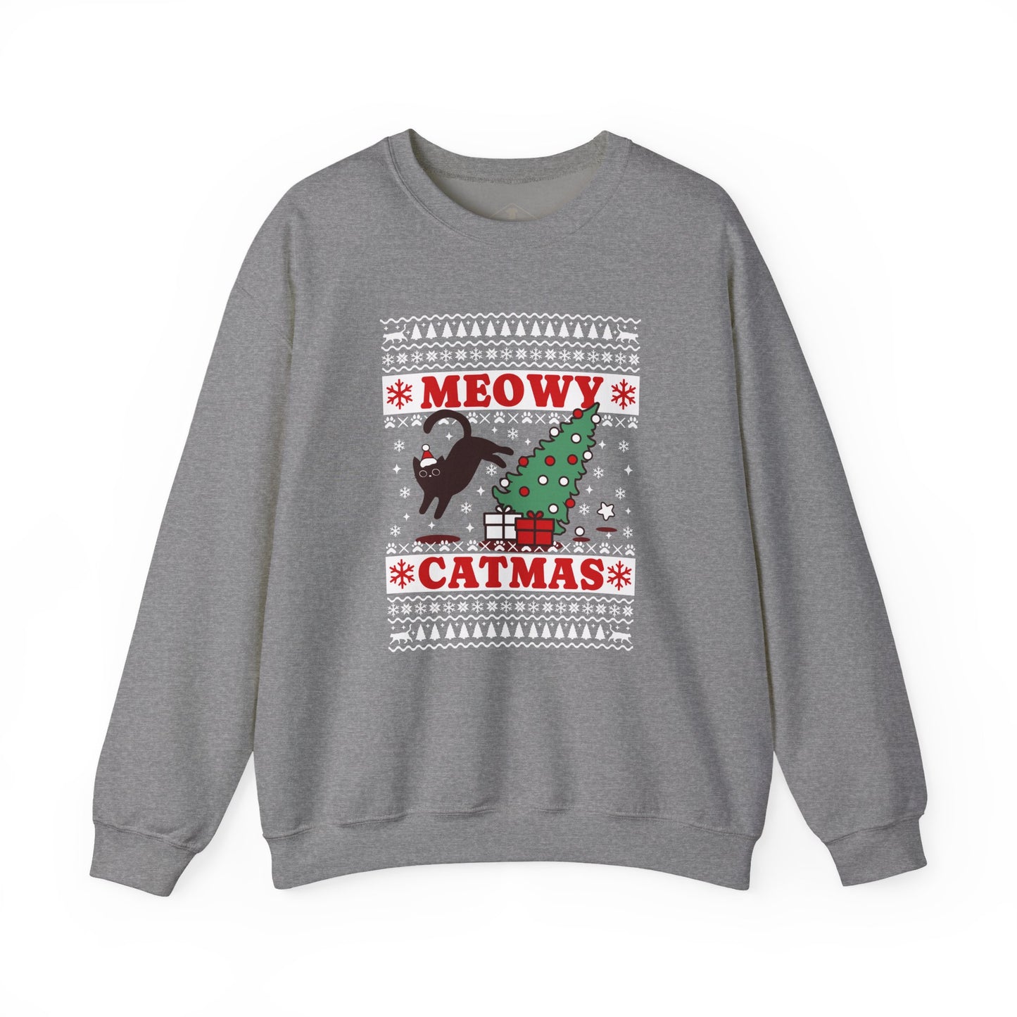 Meowy Catmas Christmas Grey Sweatshirt