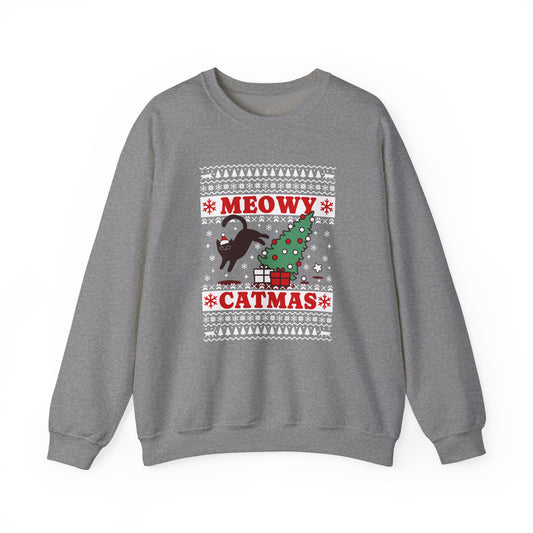 Meowy Catmas Christmas Grey Sweatshirt