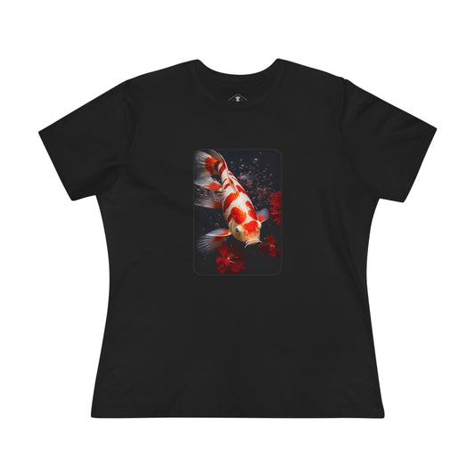 Koi Fish Black Womens T-Shirt
