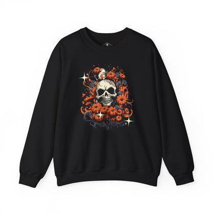 Skull Pumpkin Patch Halloween Black Sweatshirt