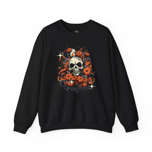Skull Pumpkin Patch Halloween Black Sweatshirt