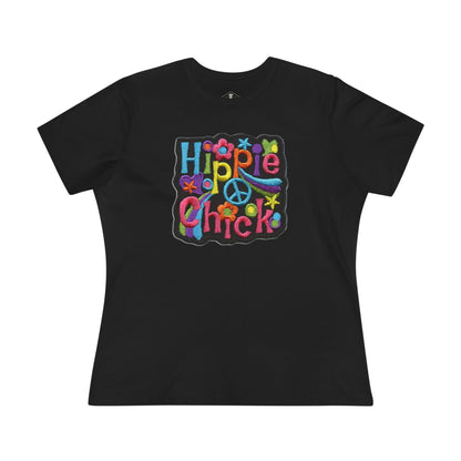 Vintage 1970's Hippie Chick Black Womens T-Shirt