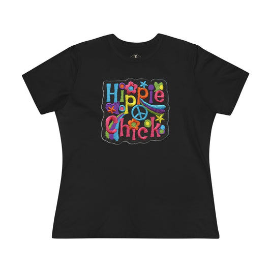 Vintage 1970's Hippie Chick Black Womens T-Shirt