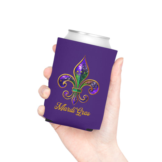 Mardi Gras Fleur De Lis Purple Koozie Can Cooler