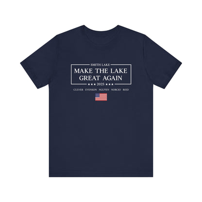 Make The Lake Great Again Small Flag Navy T-Shirt