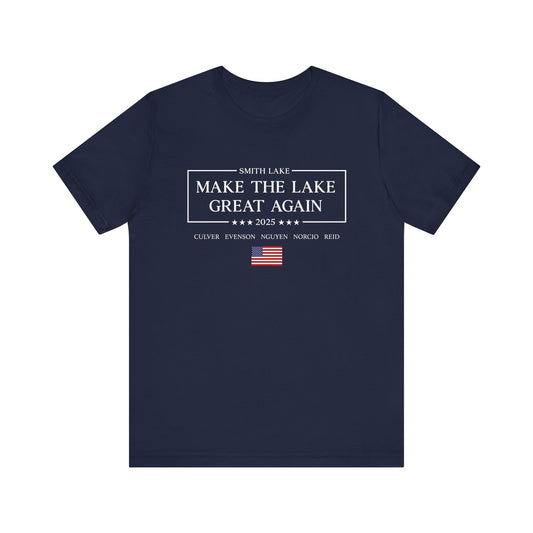 Make The Lake Great Again Small Flag Navy T-Shirt