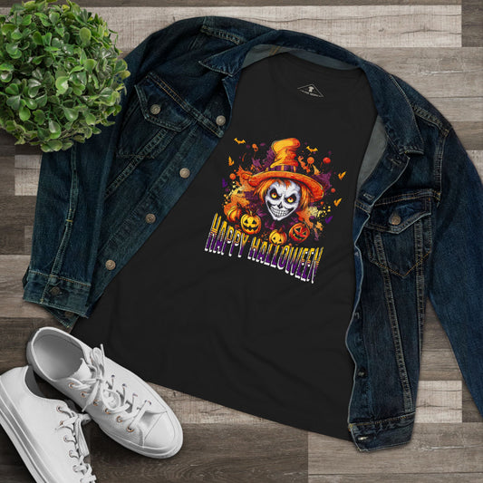 Happy Halloween Witch Black Womens T-Shirt