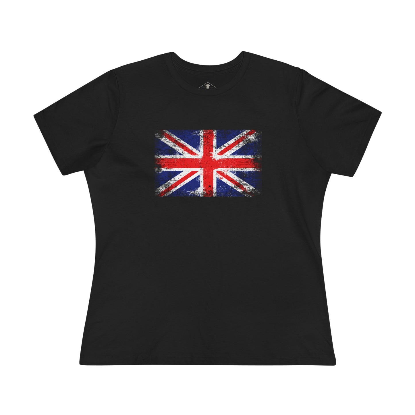 Union Jack UK Flag Black Womens T-Shirt