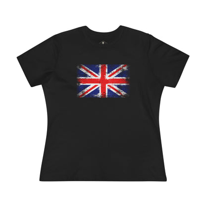 Union Jack UK Flag Black Womens T-Shirt