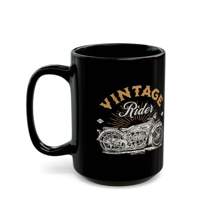Vintage Rider Motorcycle Black Mug