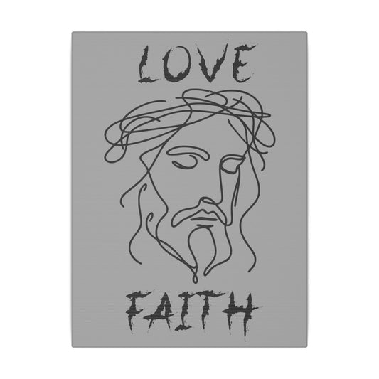 Jesus Love Faith Grey Wall Canvas
