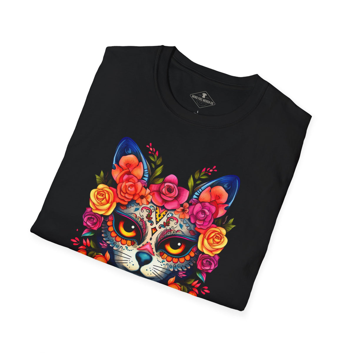 Sugar Skull Cat Black T-Shirt