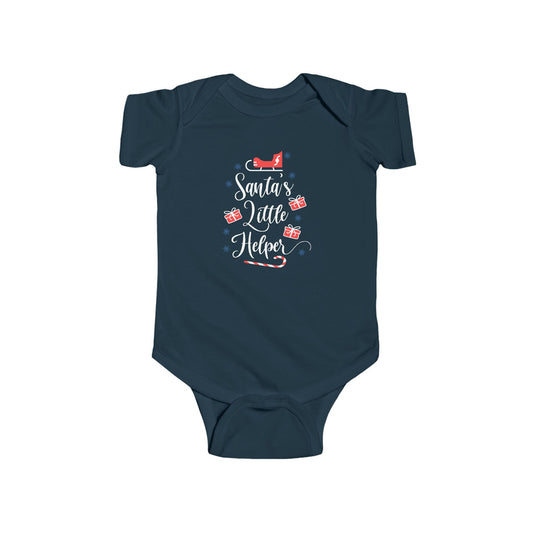 Santa's Little Helper Navy Blue Baby Bodysuit