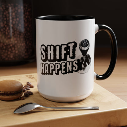 Shift Happens Black Accent Mug