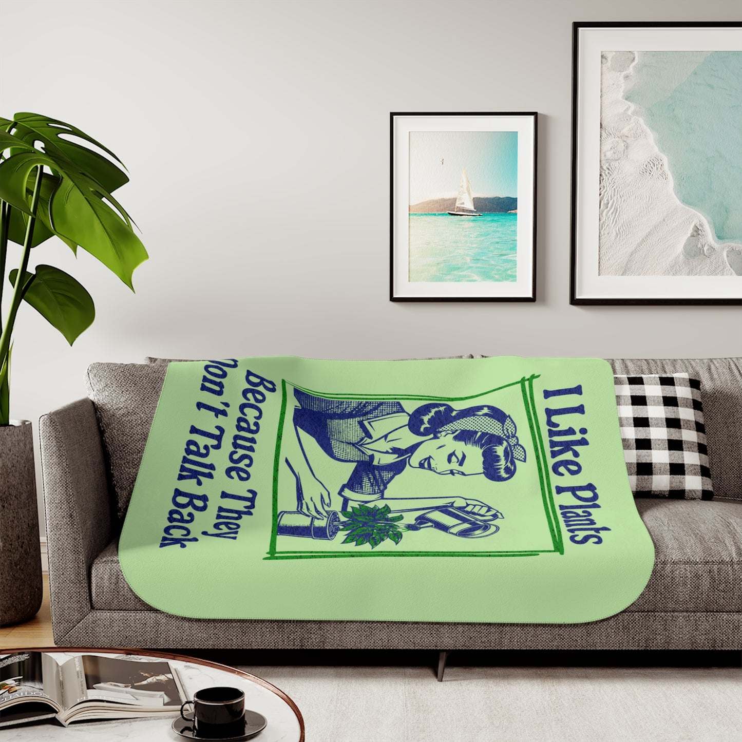 I Like Plants Sherpa Blanket