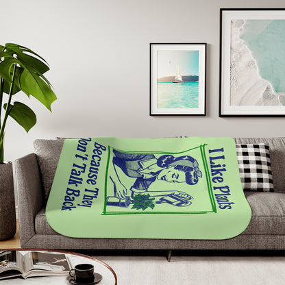 I Like Plants Sherpa Blanket