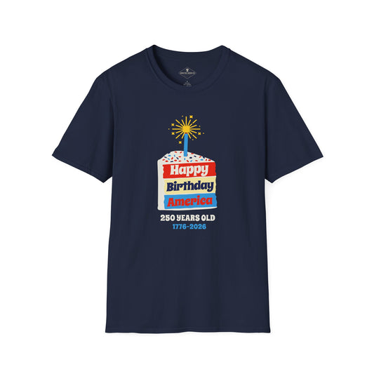 America 250th Birthday Cake Navy Blue T-Shirt