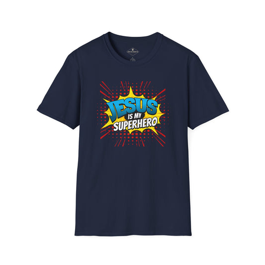 Jesus Is My Super Hero Navy Blue T-Shirt