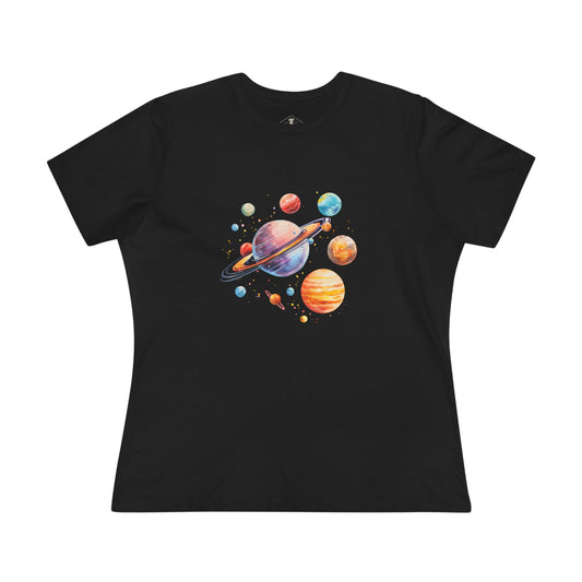 Planets Black Womens T-Shirt