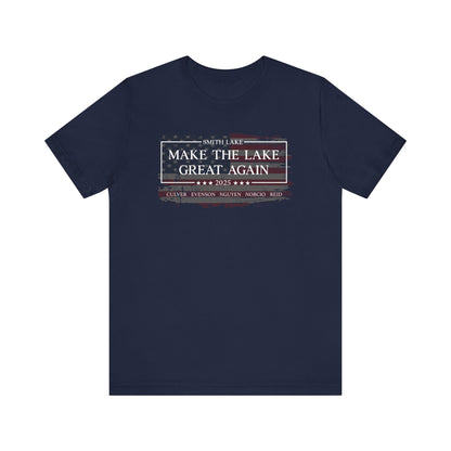 Make The Lake Great Again Tattered Flag Navy T-Shirt