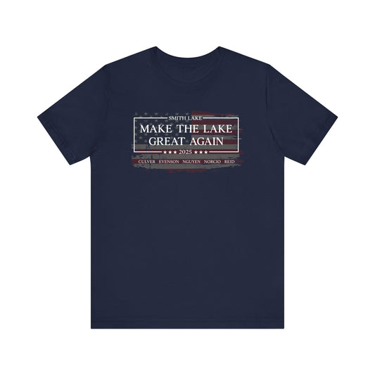 Make The Lake Great Again Tattered Flag Navy T-Shirt