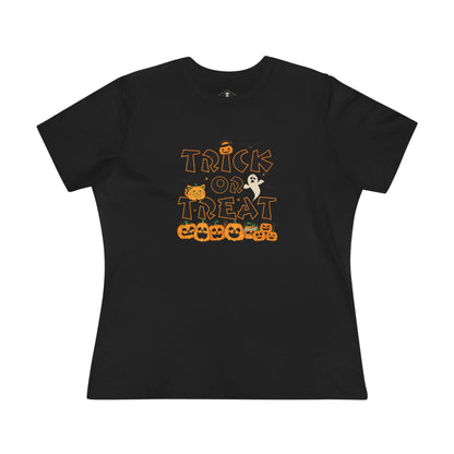 Trick Or Treat Halloween Black Womens T-Shirt