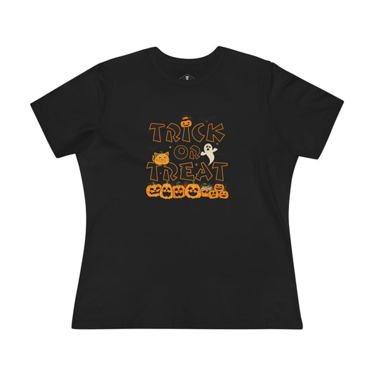 Trick Or Treat Halloween Black Womens T-Shirt