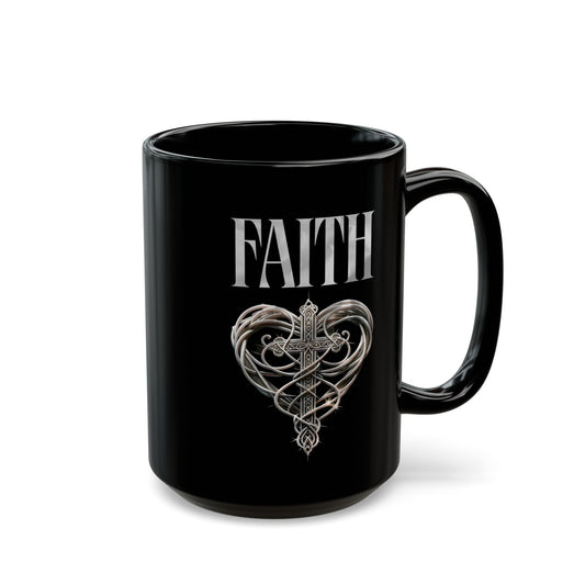 Faith Cross Black Mug