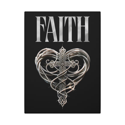 Faith Cross Black Wall Canvas