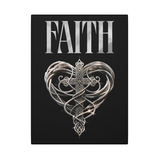 Faith Cross Black Wall Canvas