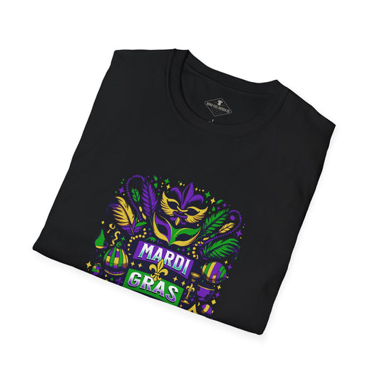 Mardi Gras Collage Black T-Shirt