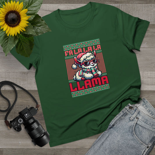 Fa La La La Llama Green Womens T-Shirt