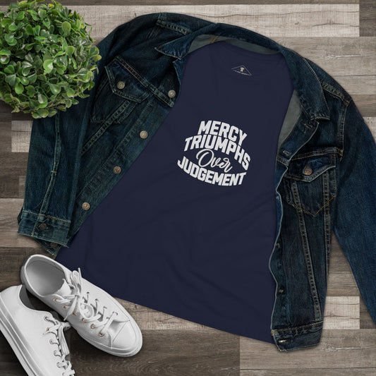 Mercy Triumphs Over Judgement Navy Womens T-Shirt