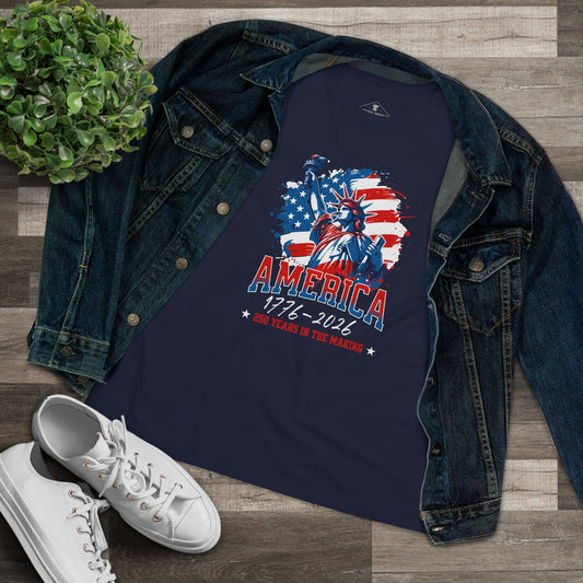 America 250 Years Liberty Flag Navy Womens T-Shirt