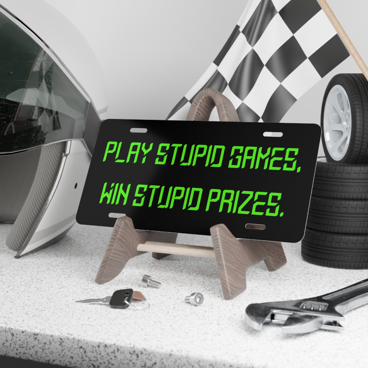 Play Stupid Games Black Vanity License Plate