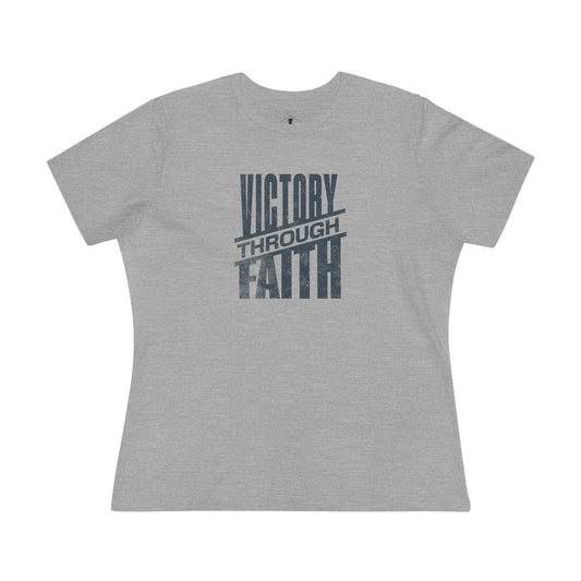 Victory Through Faith Grey Womens T-Shirt