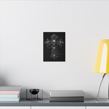Vintage Halloween Skull Cross Black Wall Canvas