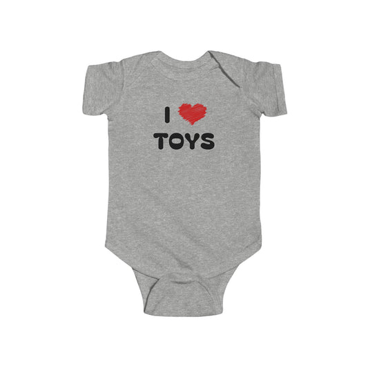 I Love Toys Grey Baby Onesie