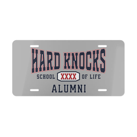 Hard Knocks Grey Vanity License Plate