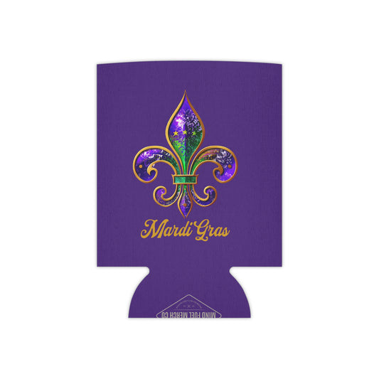 Mardi Gras Fleur De Lis Purple Koozie Can Cooler
