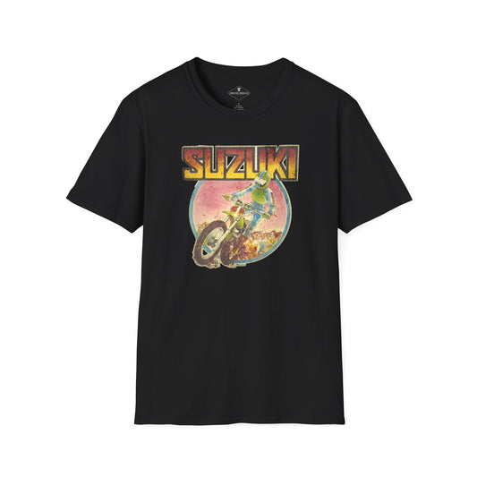 Vintage 1970's Suzuki Motorbike Black T-Shirt